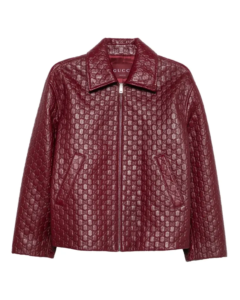 Gucci Lederjacke mit Prägung - Rot Rot