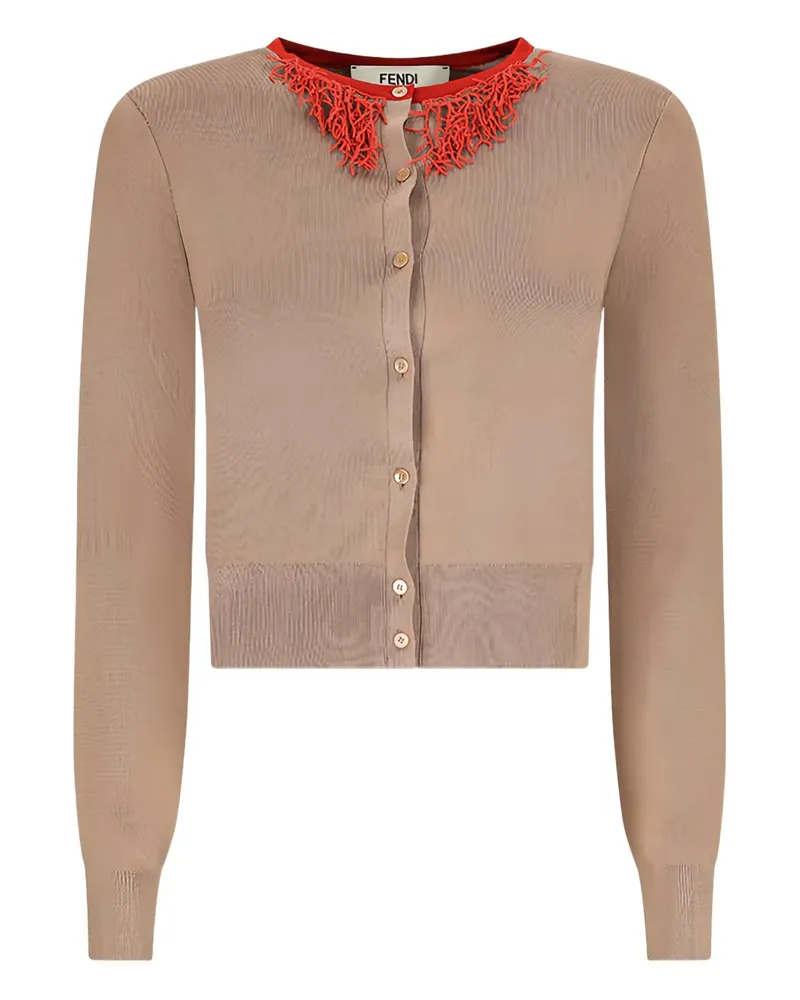 Fendi coral-detail cardigan - Nude Nude
