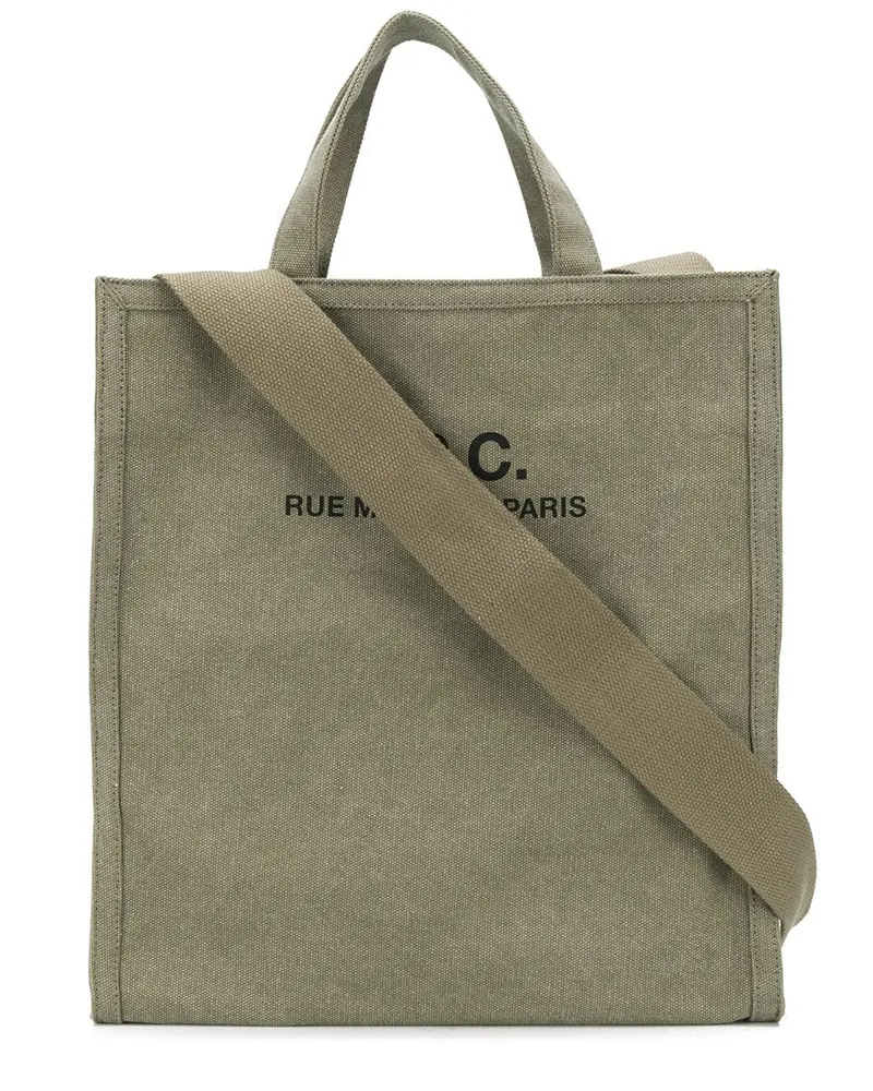 A.P.C. Shopper mit Logo-Print - Grün Grün