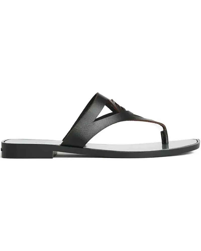Karl Lagerfeld Flache Sandalen mit T-Riemen - Schwarz Schwarz