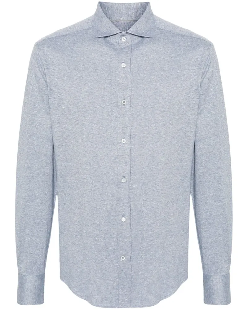 Brunello Cucinelli Meliertes Hemd mit Rippung - Blau Blau