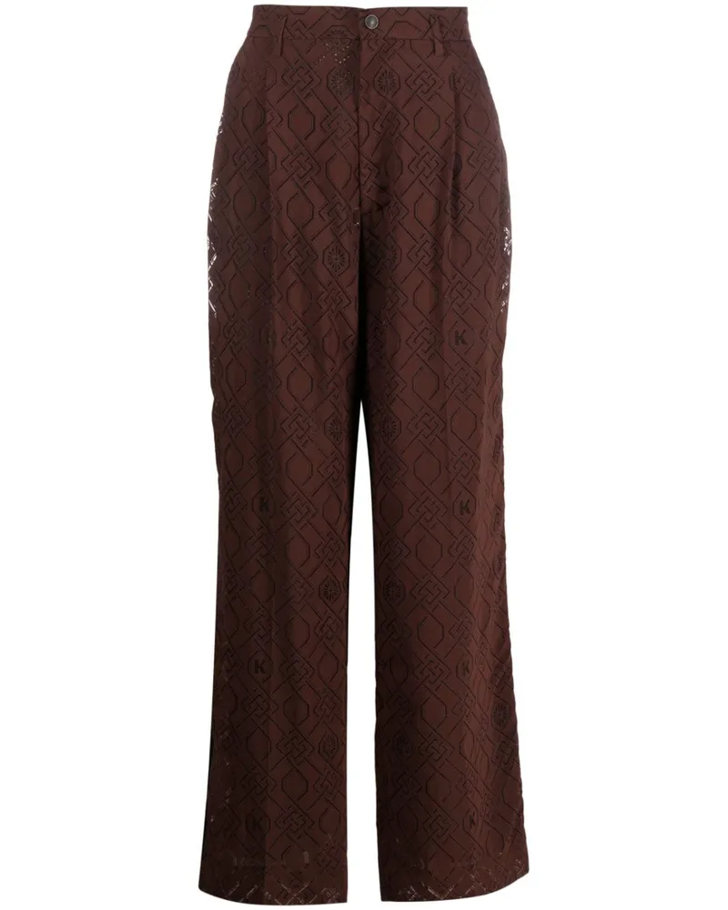 KOCHÉ Gerade Hose mit abstraktem Print - Braun Braun