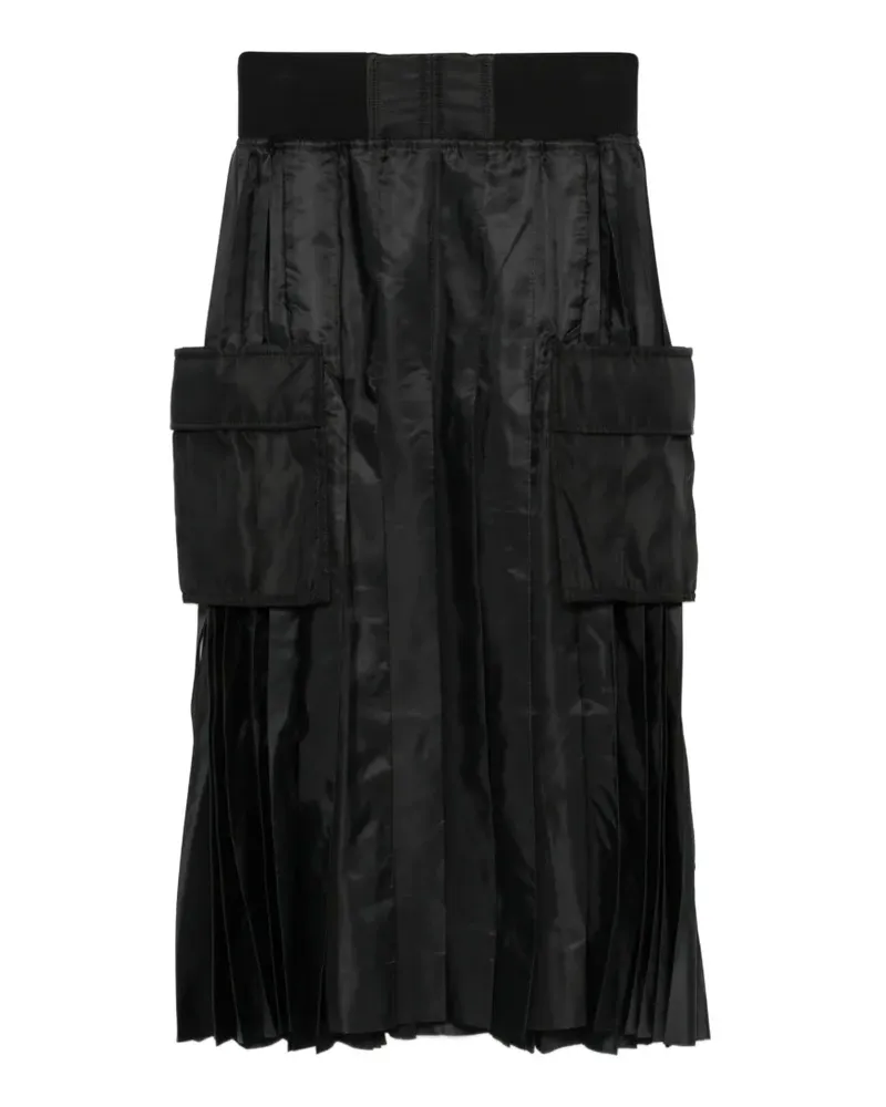Sacai Gesteppter Midirock mit Falten - Schwarz Schwarz