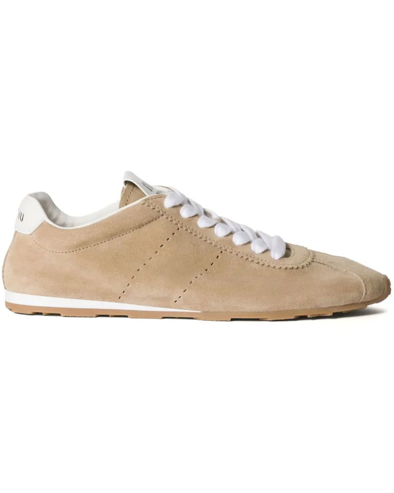 Miu Miu Plume Sneakers aus Wildleder - Nude Nude