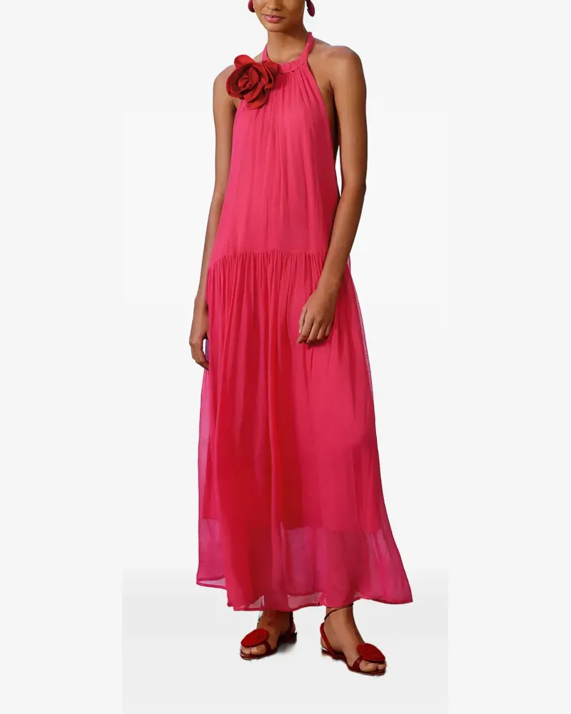 FARM Rio halterneck floral-detail maxi dress - Rosa Rosa