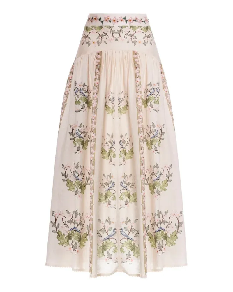 AGUA BENDITA Curua Anhelo floral-print maxi skirt - Nude Nude