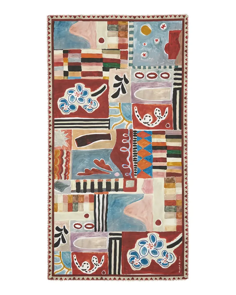 ALEMAIS graphic-print fringed scarf - Rot Rot