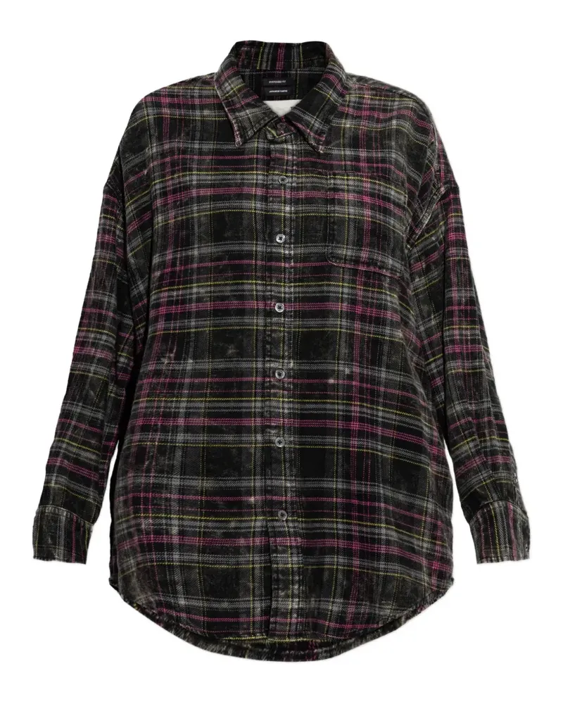 R13 Kariertes Hemd mit Button-down-Kragen - Schwarz Schwarz