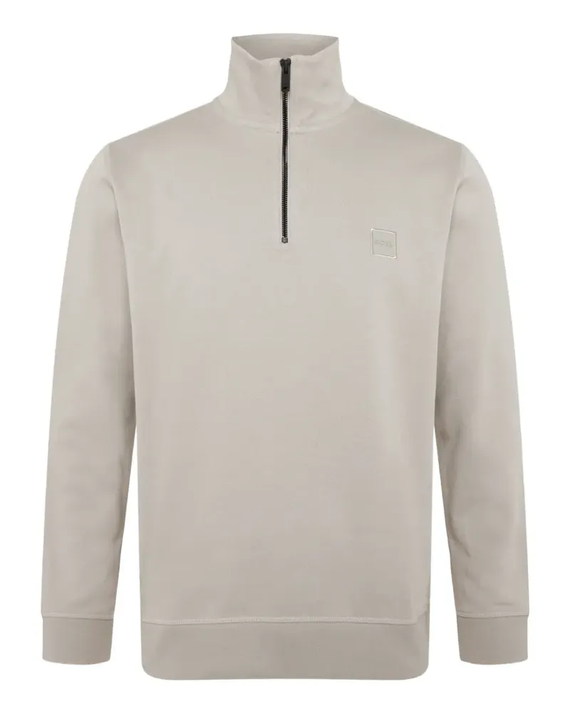 HUGO BOSS cotton-terry sweatshirt with zipper collar - Nude Nude