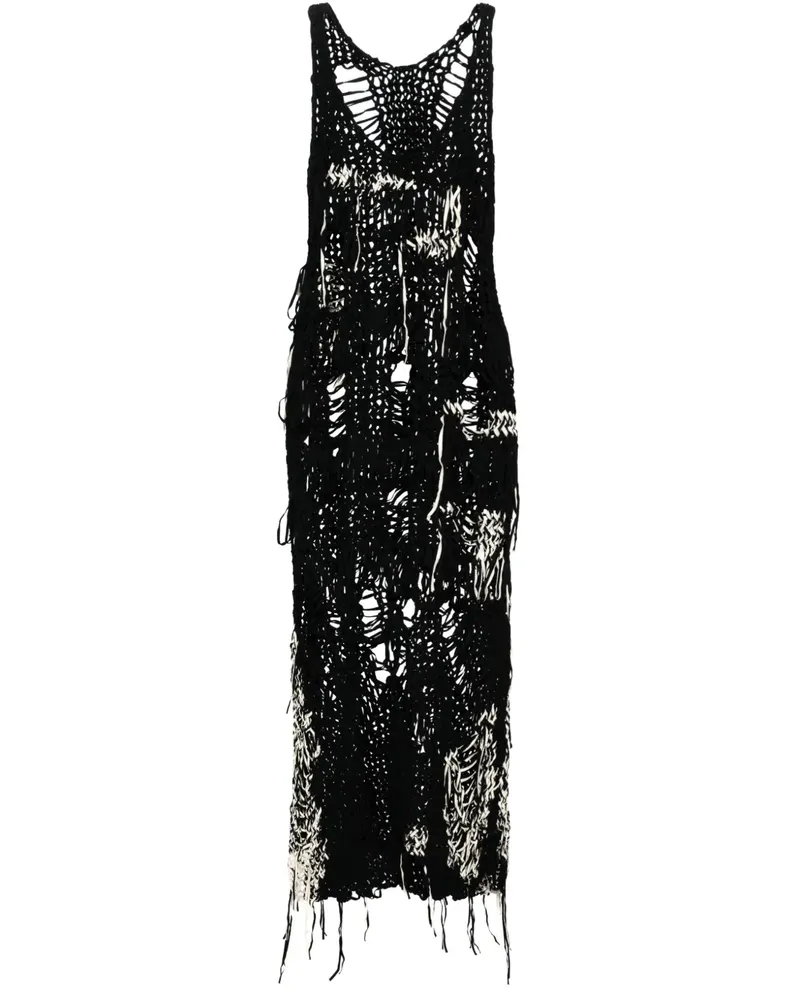 Yohji Yamamoto Kleid mit Lochstrickmuster - Schwarz Schwarz