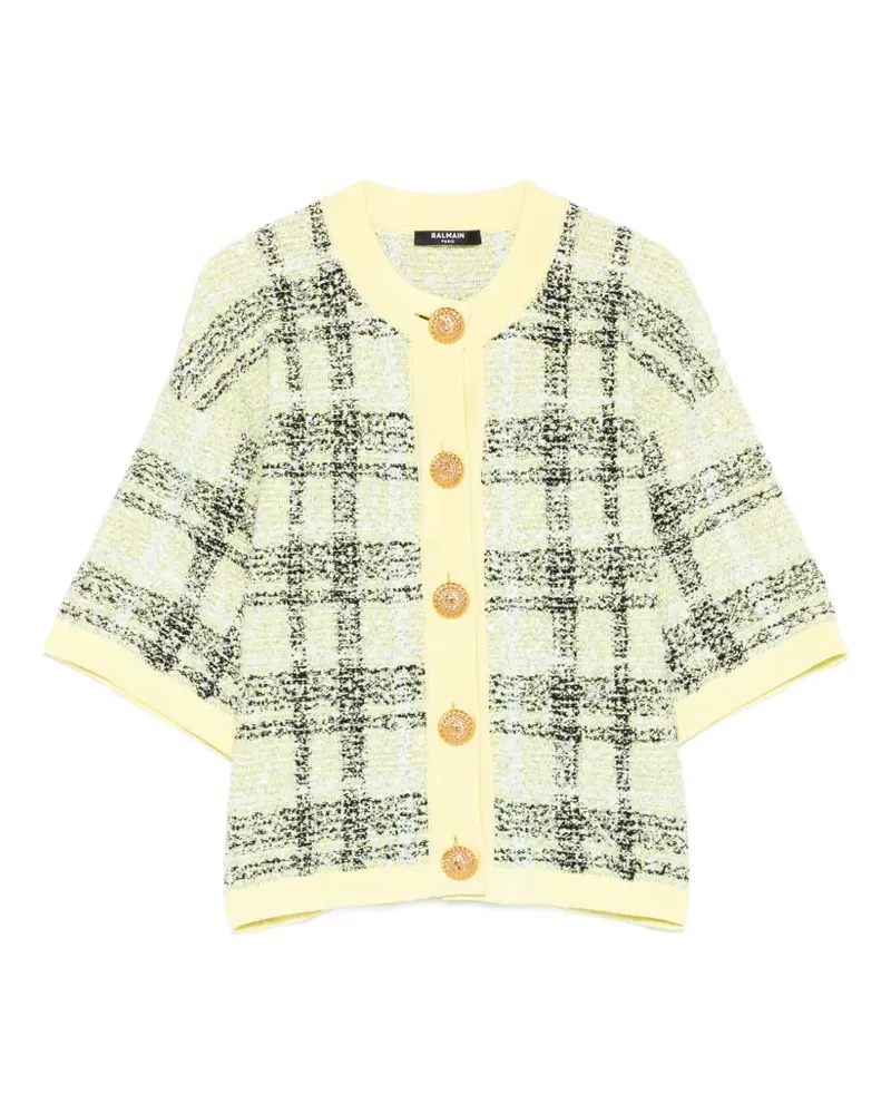 Balmain buttoned check tweed cardigan - Gelb Gelb