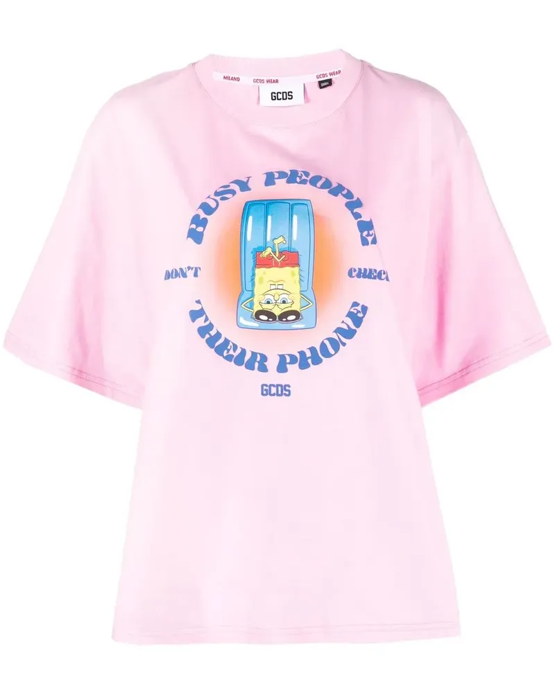 GCDS Spongebob Busy People T-Shirt - Rosa Rosa