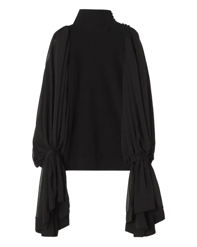 Lanvin Oberteil mit Chiffonärmeln - Schwarz Schwarz