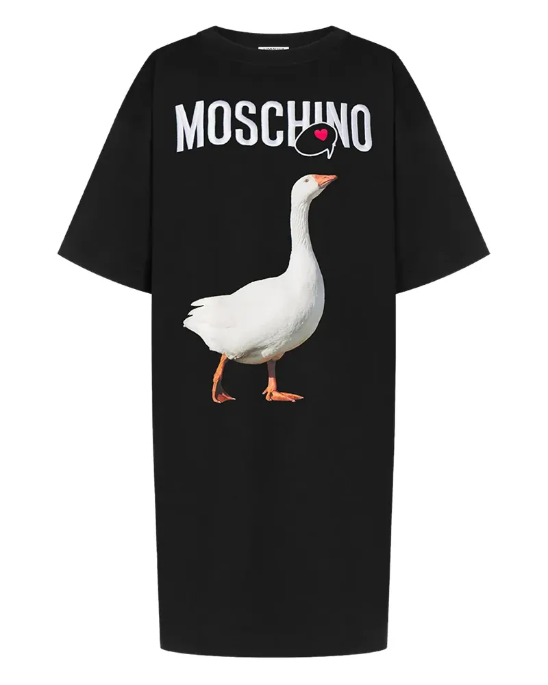 Moschino T-Shirtkleid mit Gänse-Print - Schwarz Schwarz