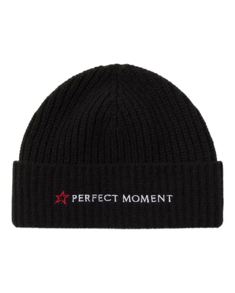 Perfect Moment logo-embroidered ribbed-knit beanie hat - Schwarz Schwarz