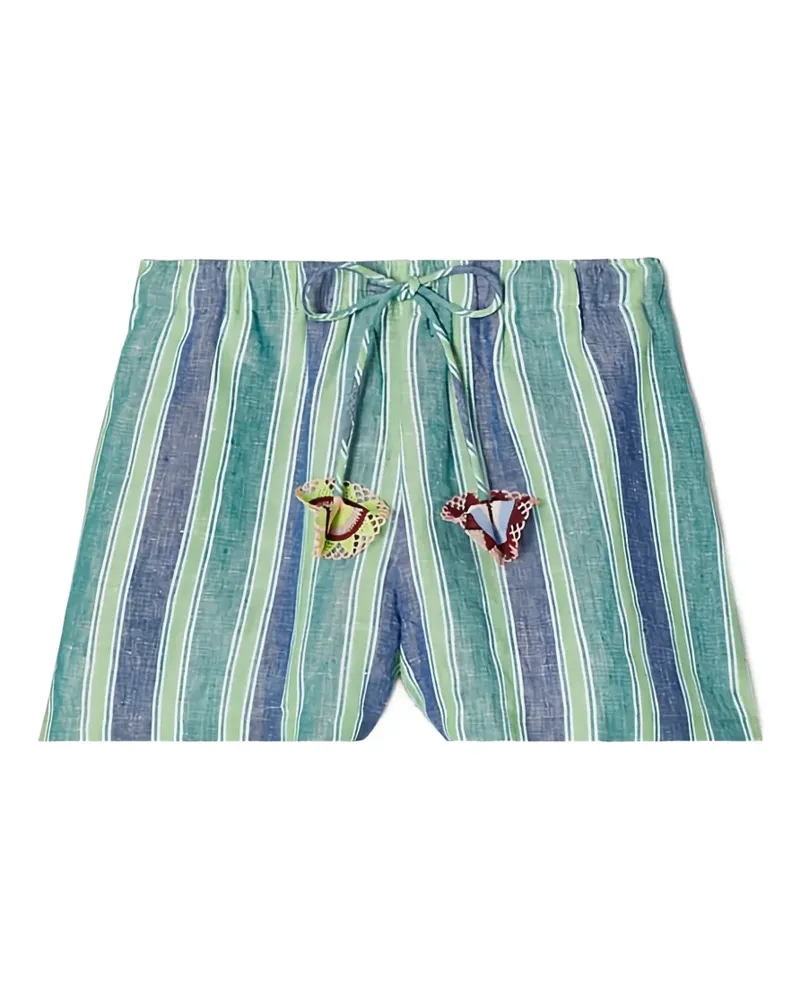 Tory Burch Gestreifte Shorts aus Leinen - Blau Blau