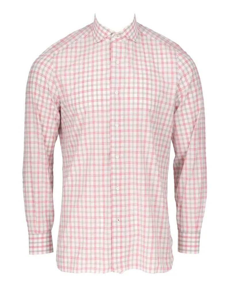 Isaia check-pattern long-sleeve shirt - Weiß Weiß