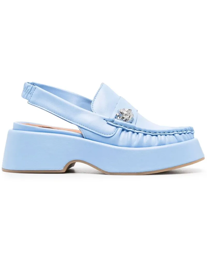 Ganni Mules aus Leder - Blau Blau