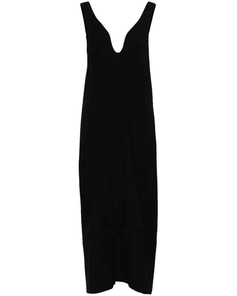 Jil Sander Woll-Maxikleid mit U-Ausschnitt - Schwarz Schwarz