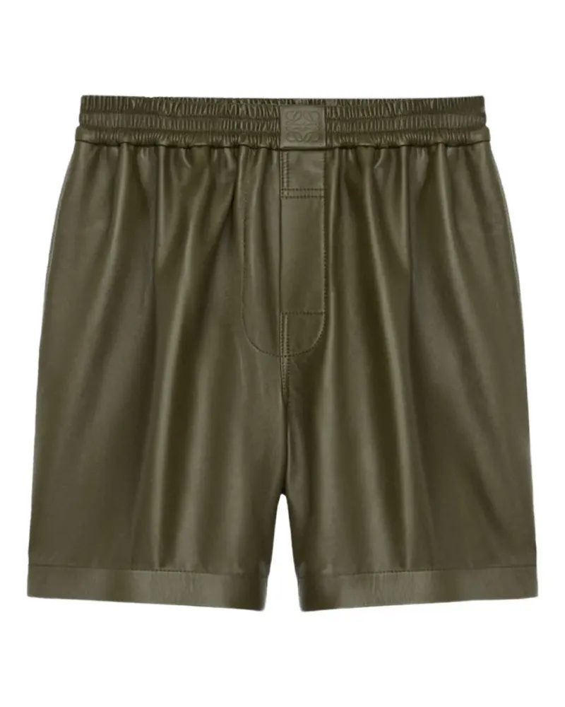 Loewe Shorts aus Leder mit Stretchbund - Grün Grün