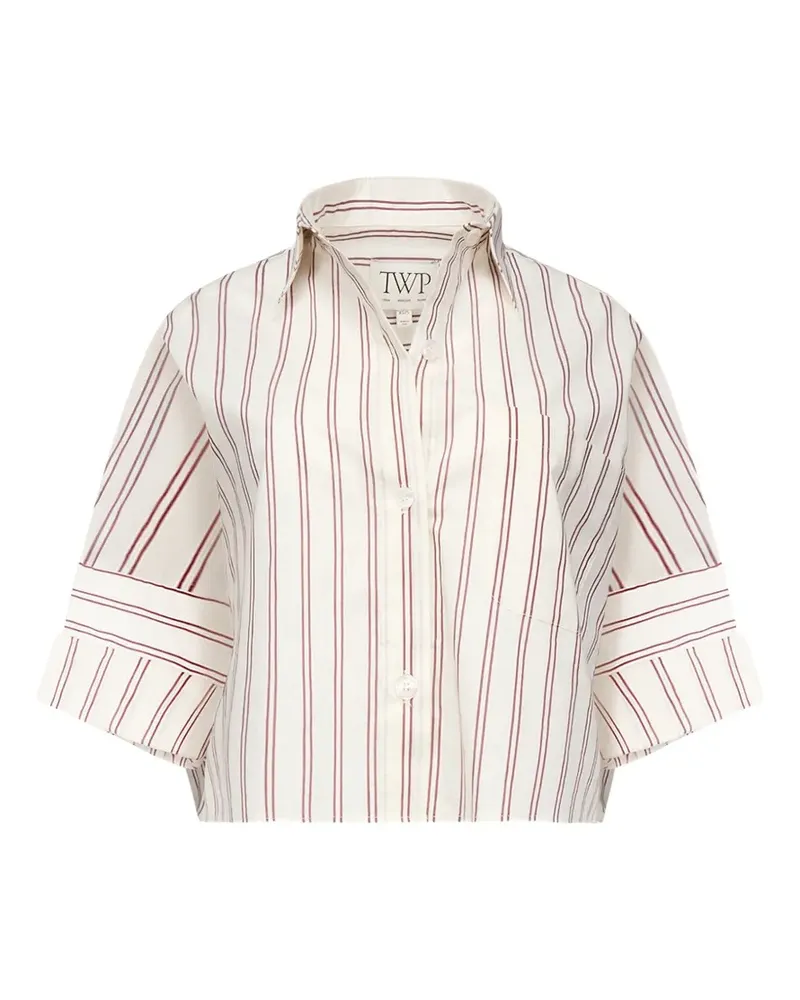 TWP stripe-pattern cropped shirt - Weiß Weiß