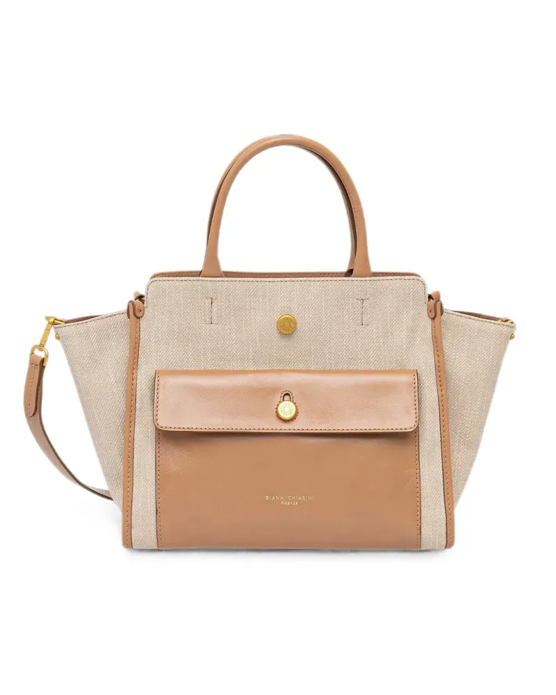 Gianni Chiarini Cher Canvas-Tote Bag mit Lederbesatz - Nude Nude