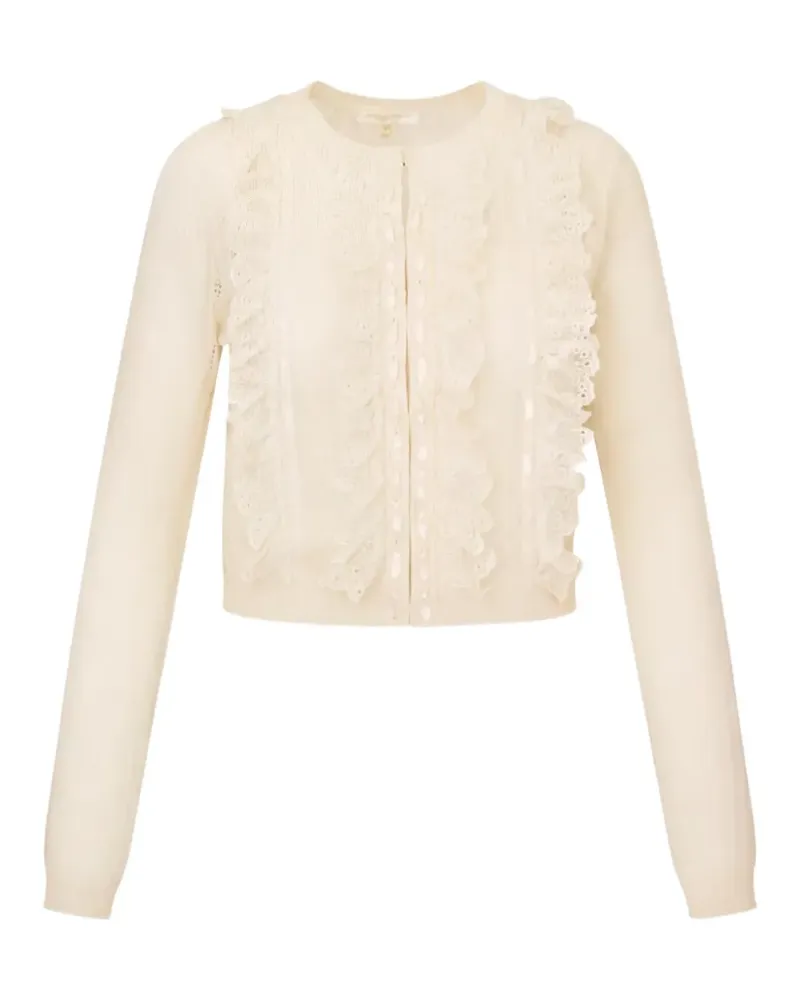 LoveShackFancy Melisse Cardigan mit Rüschen - Weiß Weiß