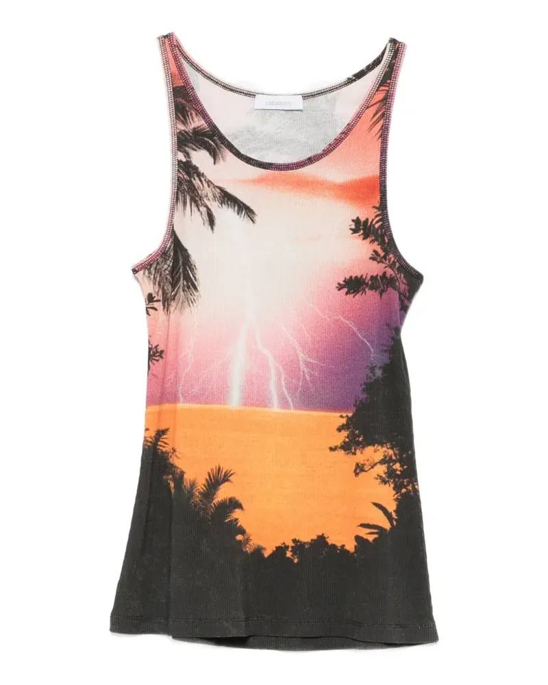Paco Rabanne graphic-print ribbed tank top - Schwarz Schwarz