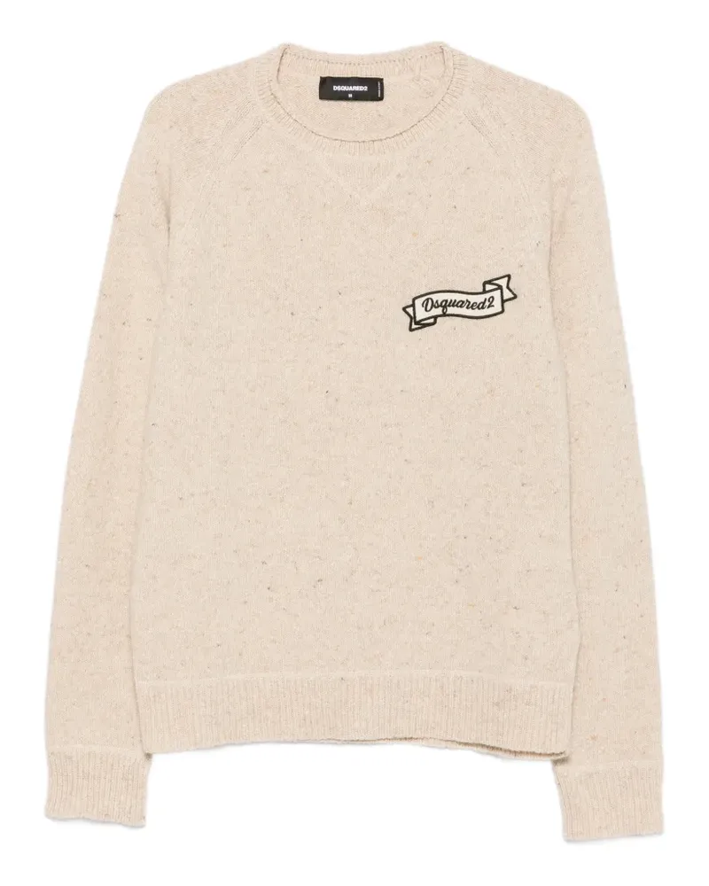 Dsquared2 logo-patch raglan-sleeve sweater - Nude Nude