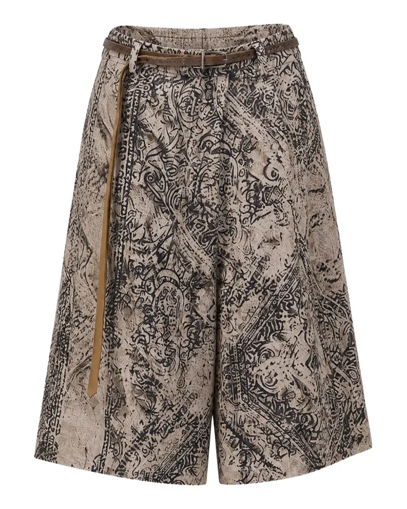 R13 paisley-print wide-leg shorts - Nude Nude