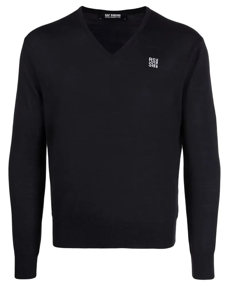 Raf Simons Merinopullover mit Logo-Stickerei - Schwarz Schwarz