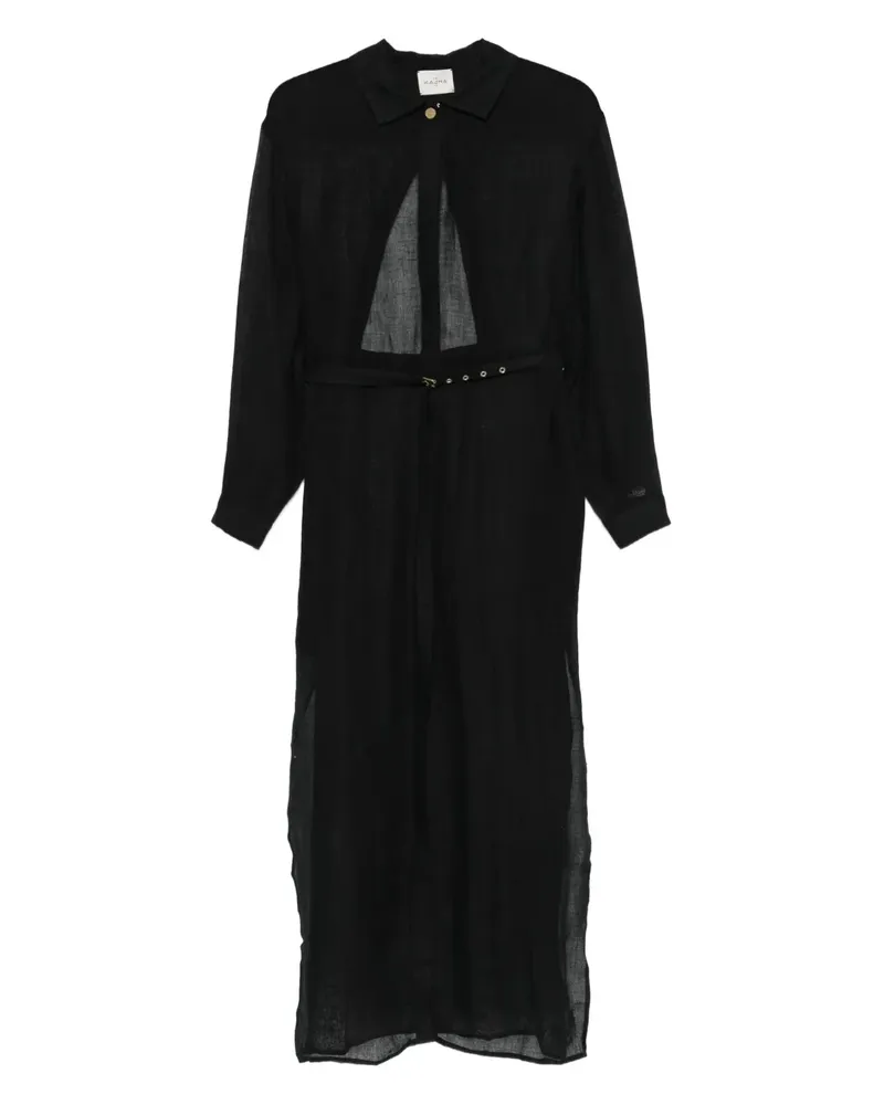 Le Kasha 1918 Midikleid aus Leinen - Schwarz Schwarz