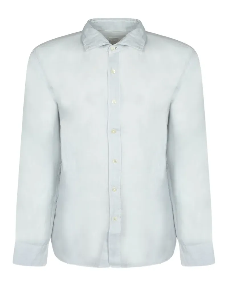 120% Lino button-fastening curved-hem shirt - Blau Blau