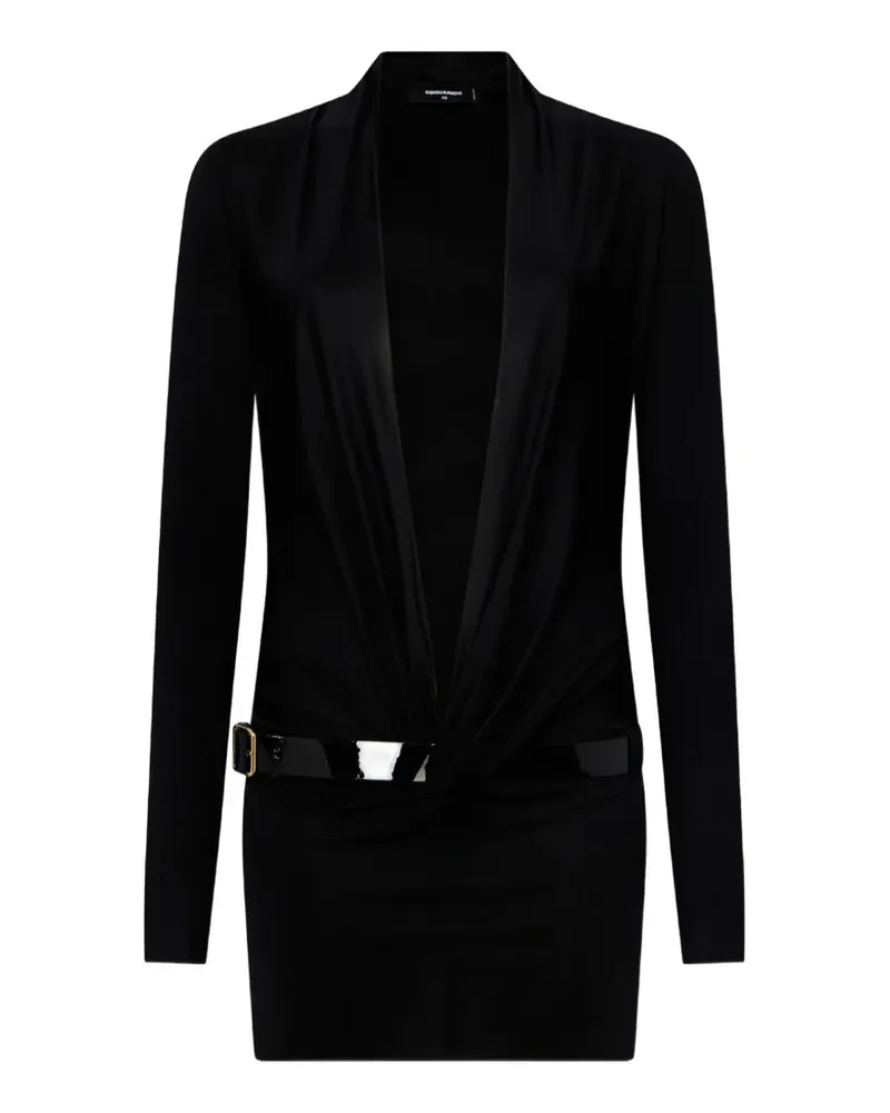 Dsquared2 Kleid aus glänzendem Jersey mit tiefem Ausschnitt - Schwarz Schwarz