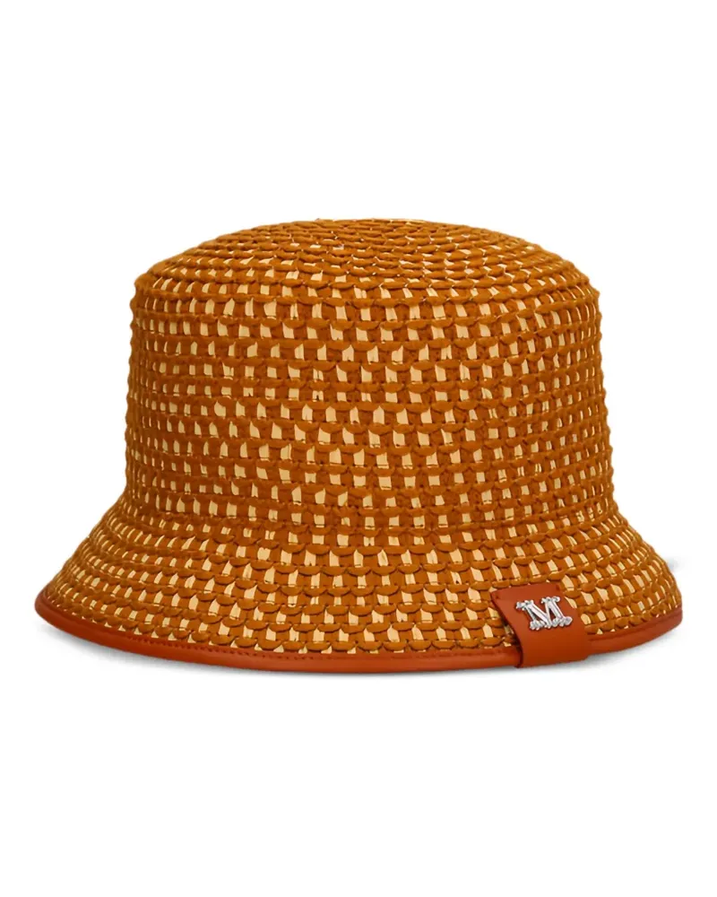 Max Mara Gewebter Fischerhut mit Lederbesatz - Braun Braun