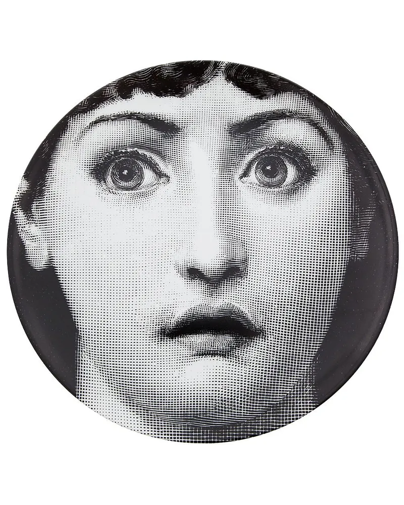 Fornasetti Teller mit Gesichtsmotiv Weiß