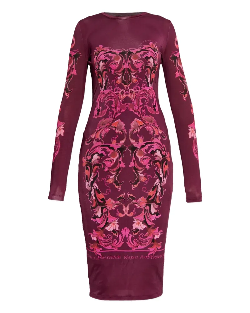 Versace Jeans Midikleid mit Barocco-Print - Rosa Rosa