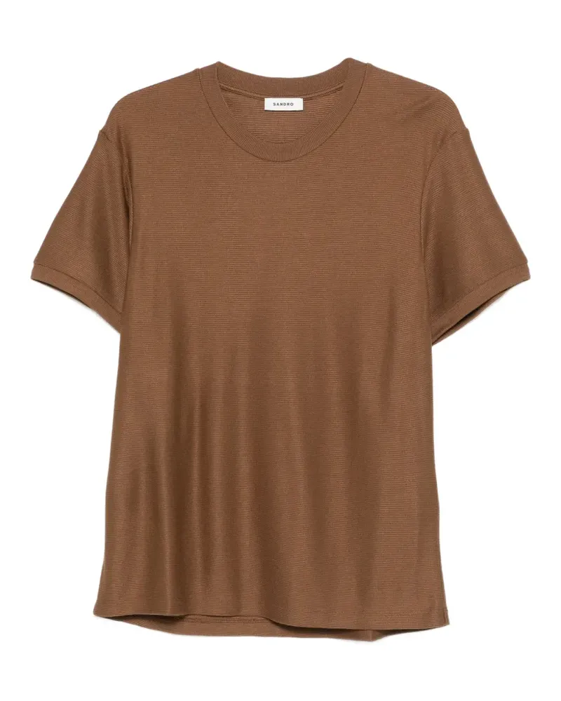 Sandro Geripptes T-Shirt - Braun Braun