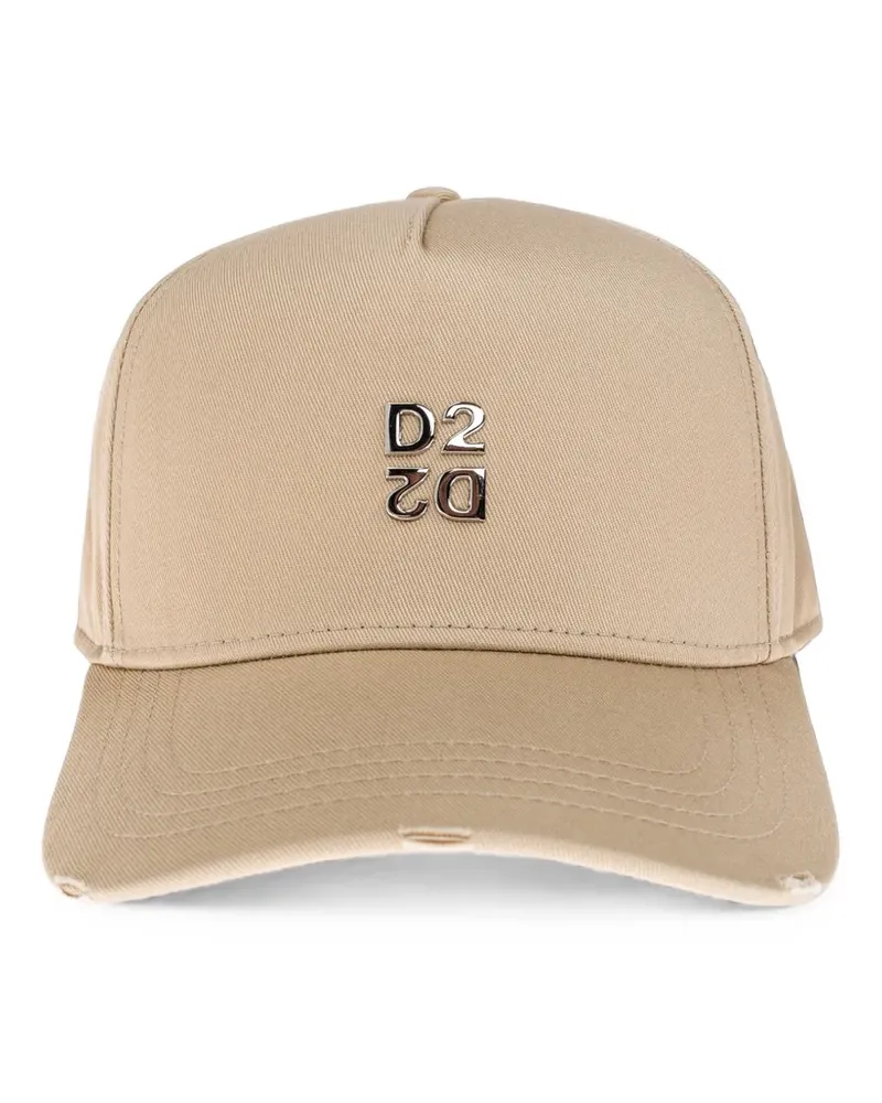 Dsquared2 Upside Down logo-plaque distressed-detailing baseball cap - Nude Nude