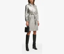 Kurzes Hemdkleid mit Gürtel - Silber