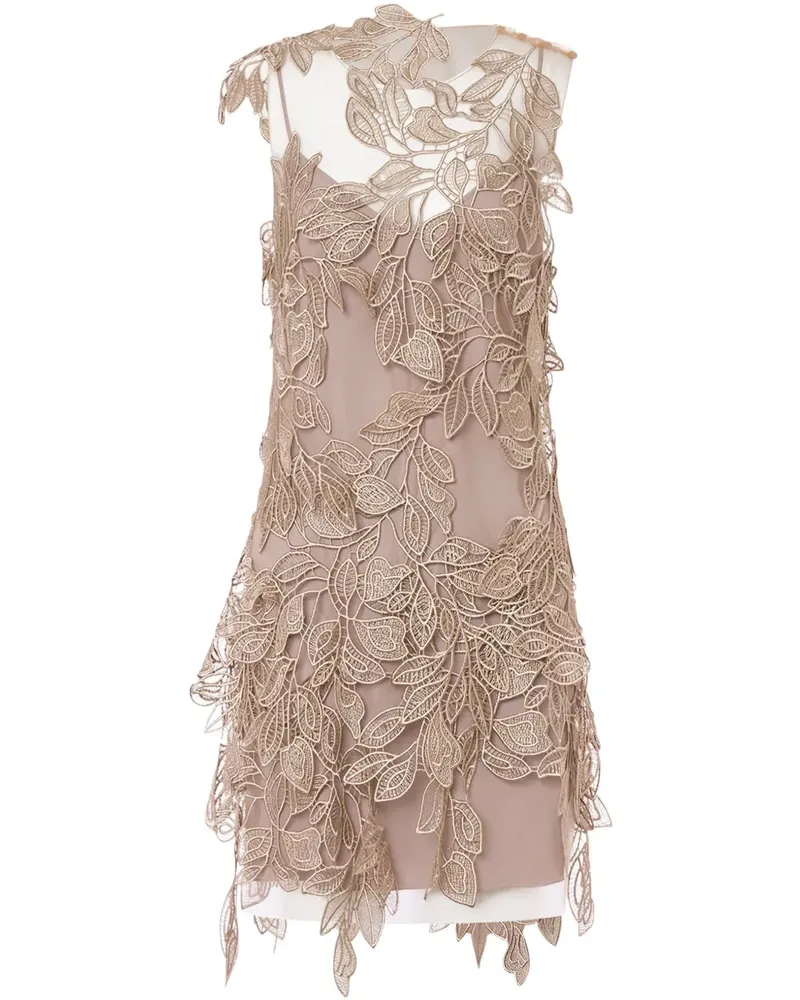 Alberta Ferretti Minikleid mit Blumenstickerei - Nude Nude