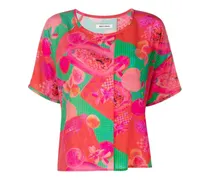 Seidenbluse mit abstraktem Print - Grün