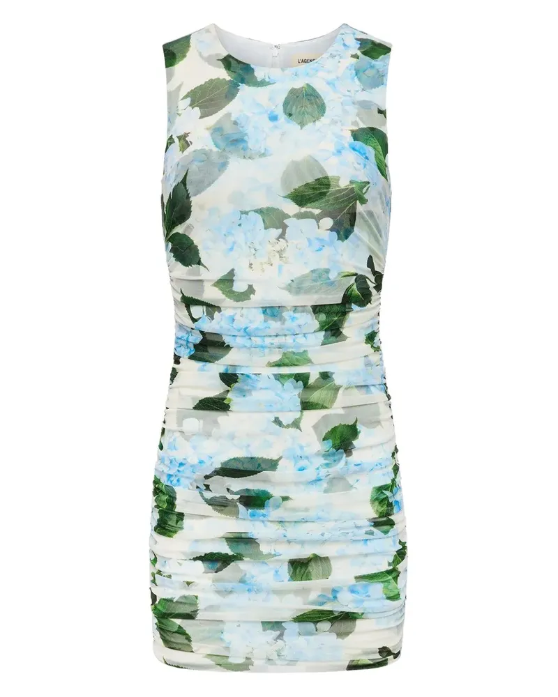 L'Agence Sallie floral-print gathered mini dress - Weiß Weiß