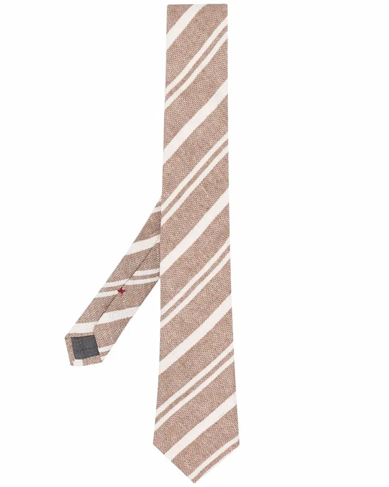Brunello Cucinelli Krawatte mit diagonalen Streifen - Nude Nude