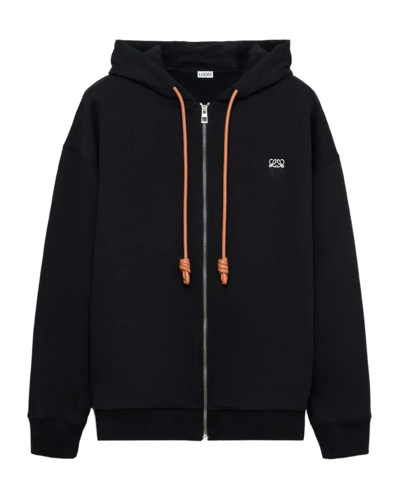Loewe Kapuzenjacke mit Logo-Stickerei - Schwarz Schwarz