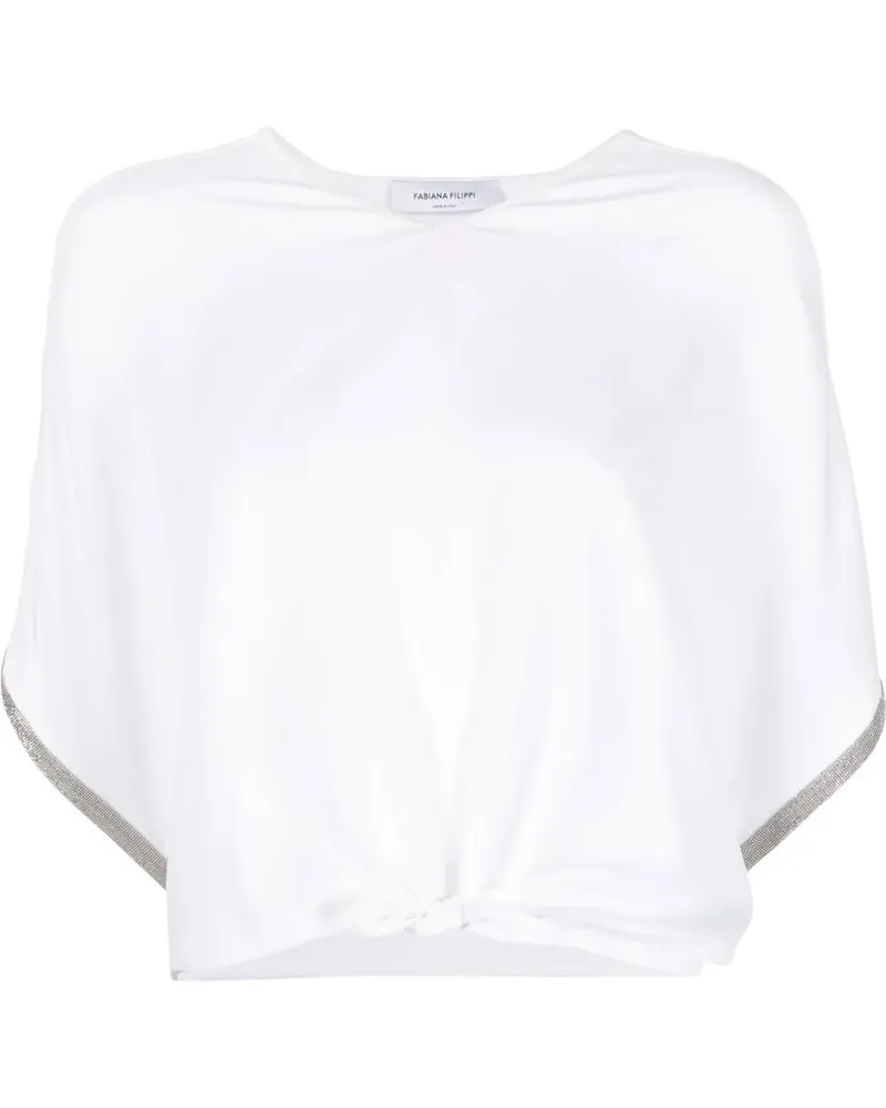 Fabiana Filippi T-Shirt mit Knotendetail - Weiß Weiß