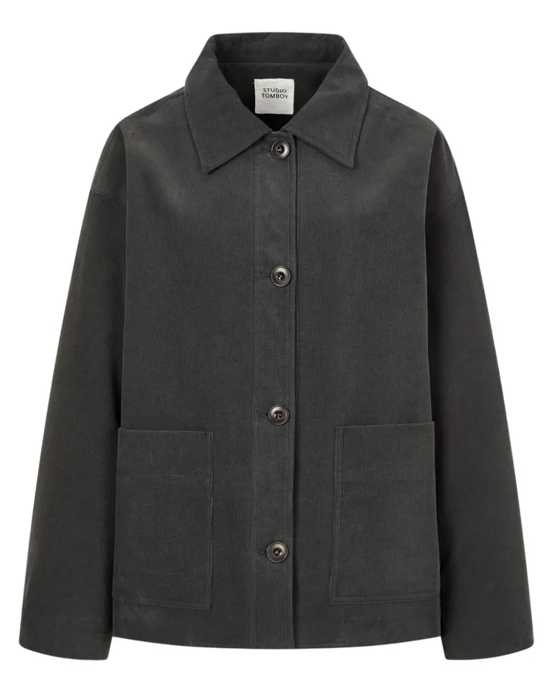STUDIO TOMBOY Hemdjacke aus Cord mit Spreizkragen - Grau Grau