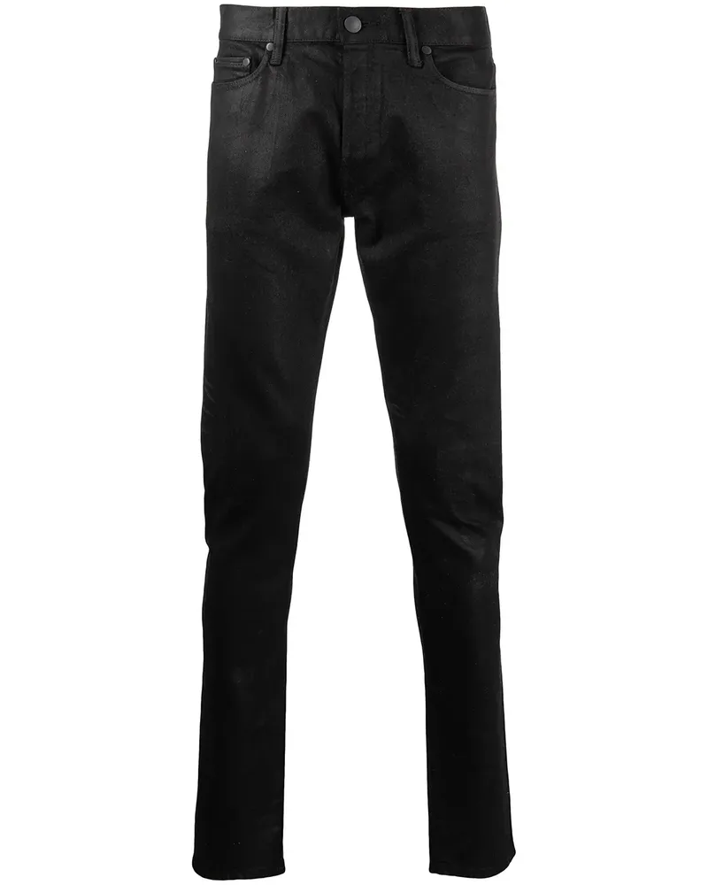 John Elliott + Co Slim-Fit-Jeans mit hohem Bund - Schwarz Schwarz