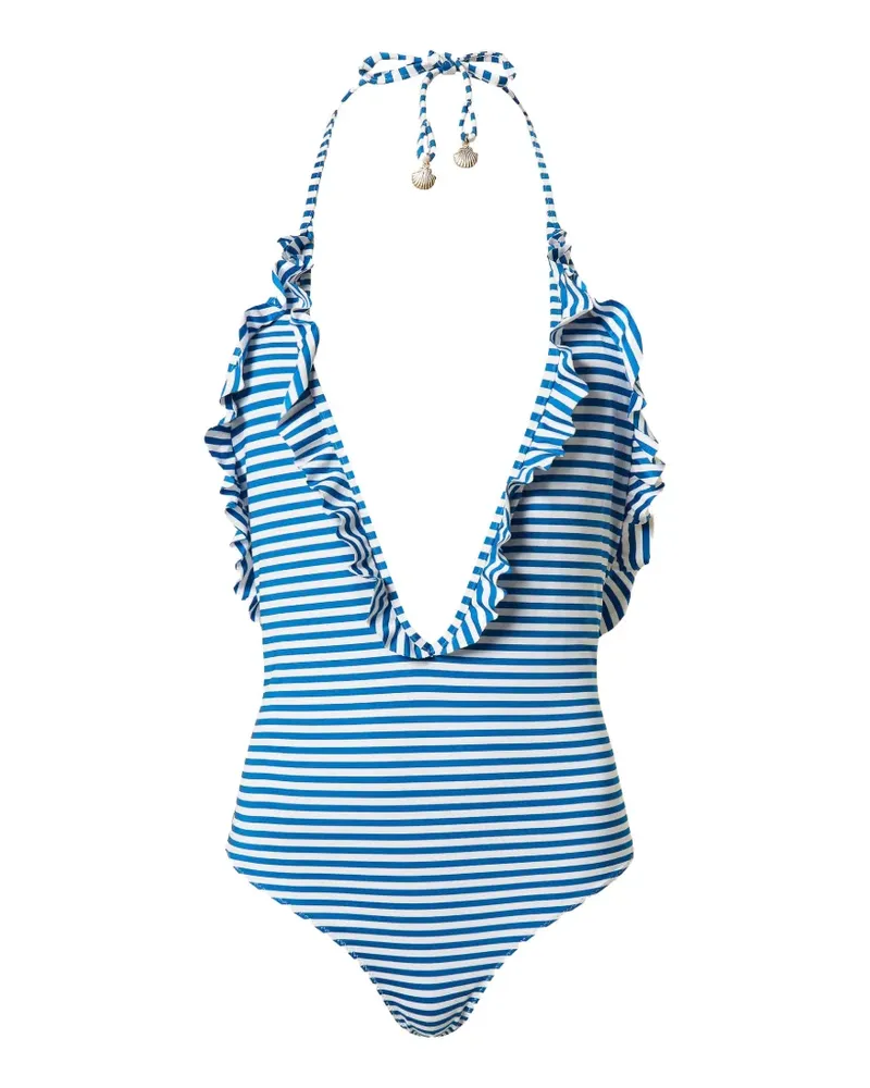 Twin-Set ruffled striped bathing suit - Blau Blau
