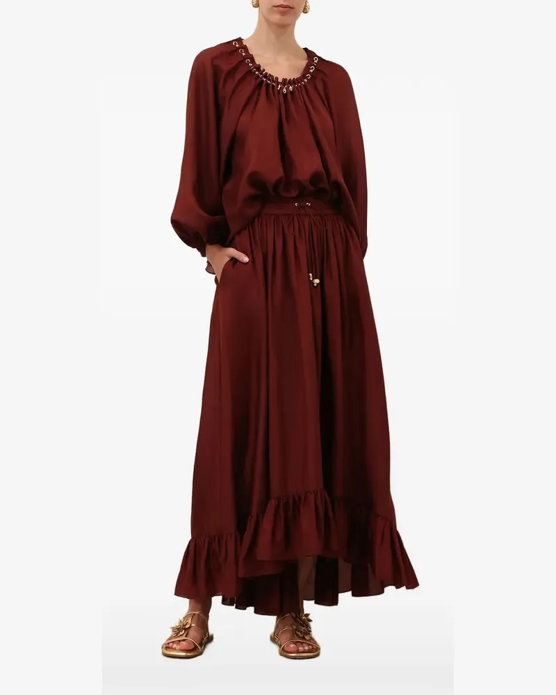 Zimmermann Aster Bluse mit gerafften Perlen - Rot Rot